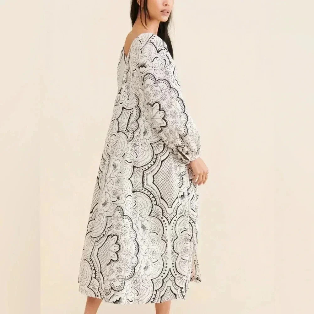 ANTHROPOLOGIE Long-Sleeve V-Neck Dress Size Small NWT - Picture 3 of 11